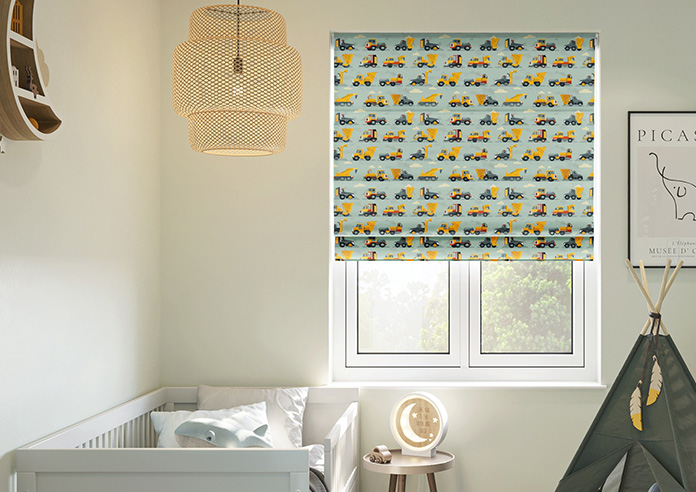 Construction Crew, Cement Grey - Motorised Roman Blind - Image 3